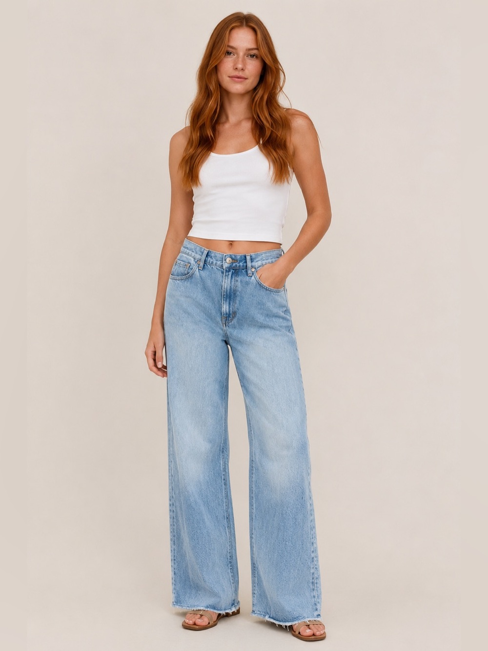Veronica Beard Light Blue Crosby Wide-Leg Loafer Jeans